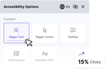 Accessibly App widget on a website with a bigger text featrue enabled