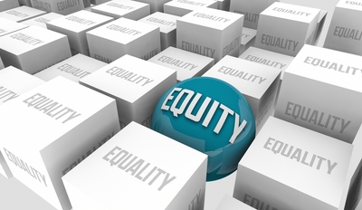 Equity ball in middle of Equality boxes