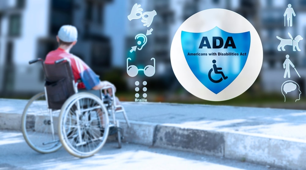 ADA Logo With A Peron In Background